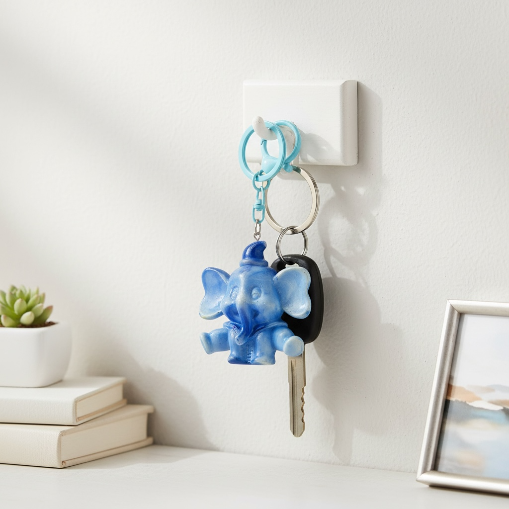 Blue Elephant Resin Keychain | Cute Handmade Key Holder for Bags, Car & Home Keys