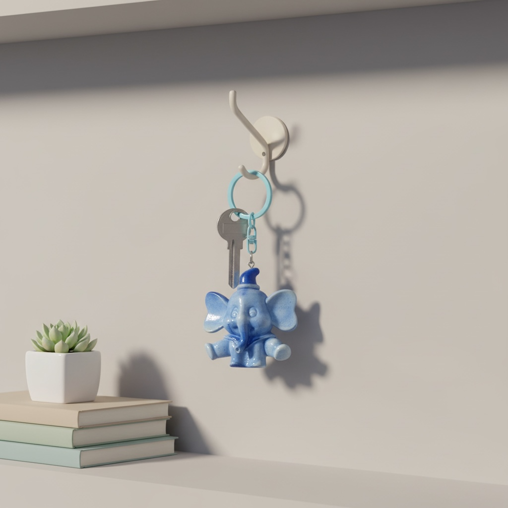 Blue Elephant Resin Keychain | Cute Handmade Key Holder for Bags, Car & Home Keys