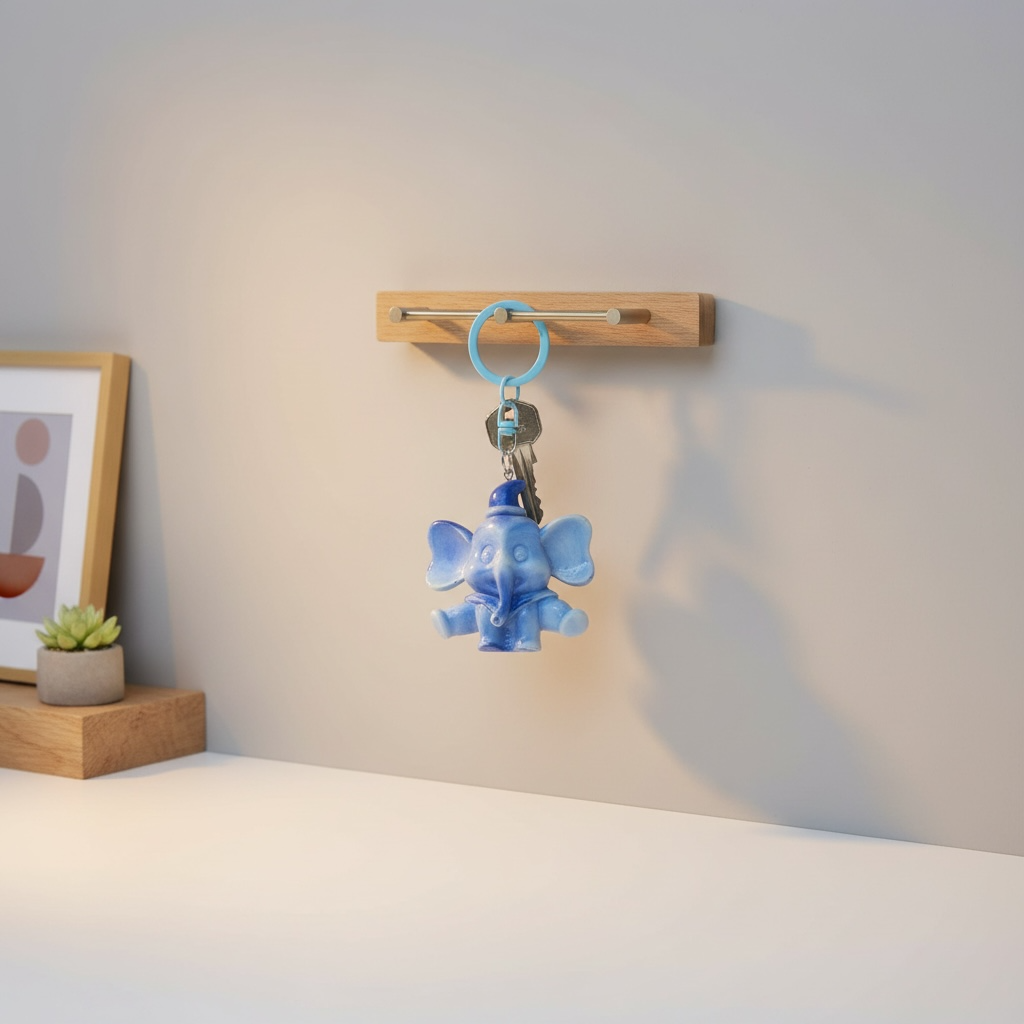 Blue Elephant Resin Keychain | Cute Handmade Key Holder for Bags, Car & Home Keys