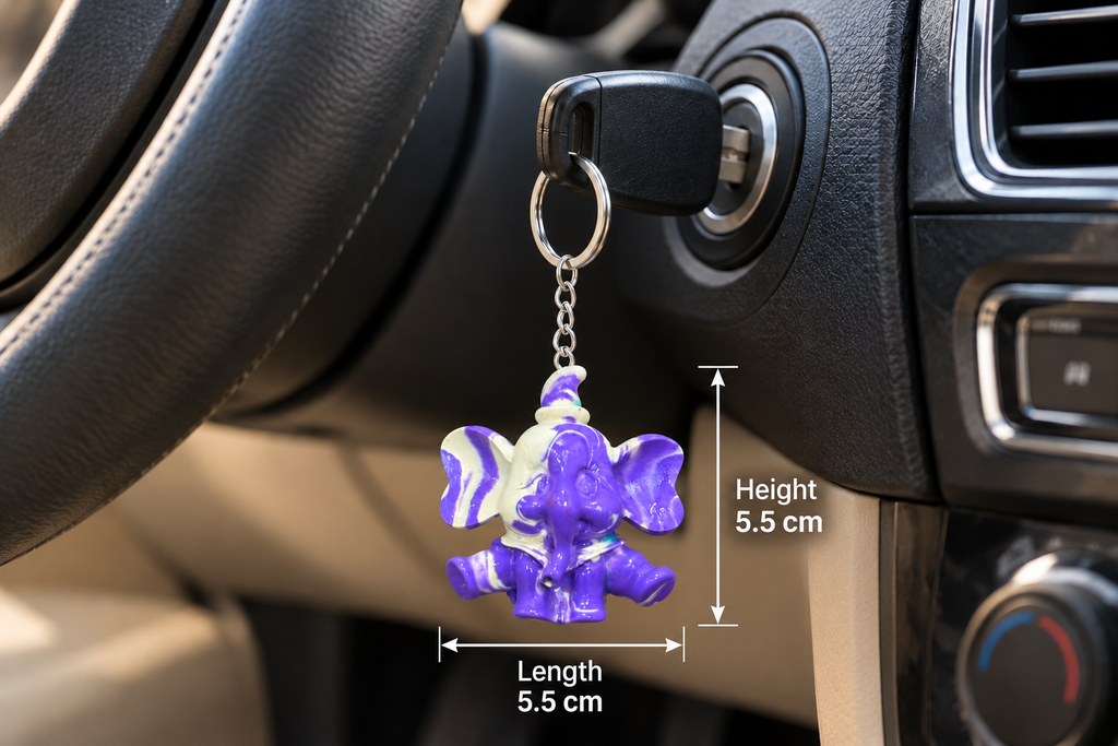 Purple Elephant Resin Keychain – Cute Elephant Bag Charm & Keyring