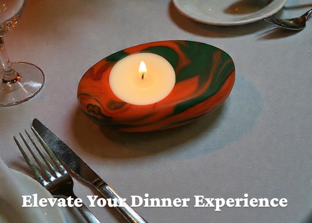 Handmade Scented Tealight Candle with Designer Resin Holder