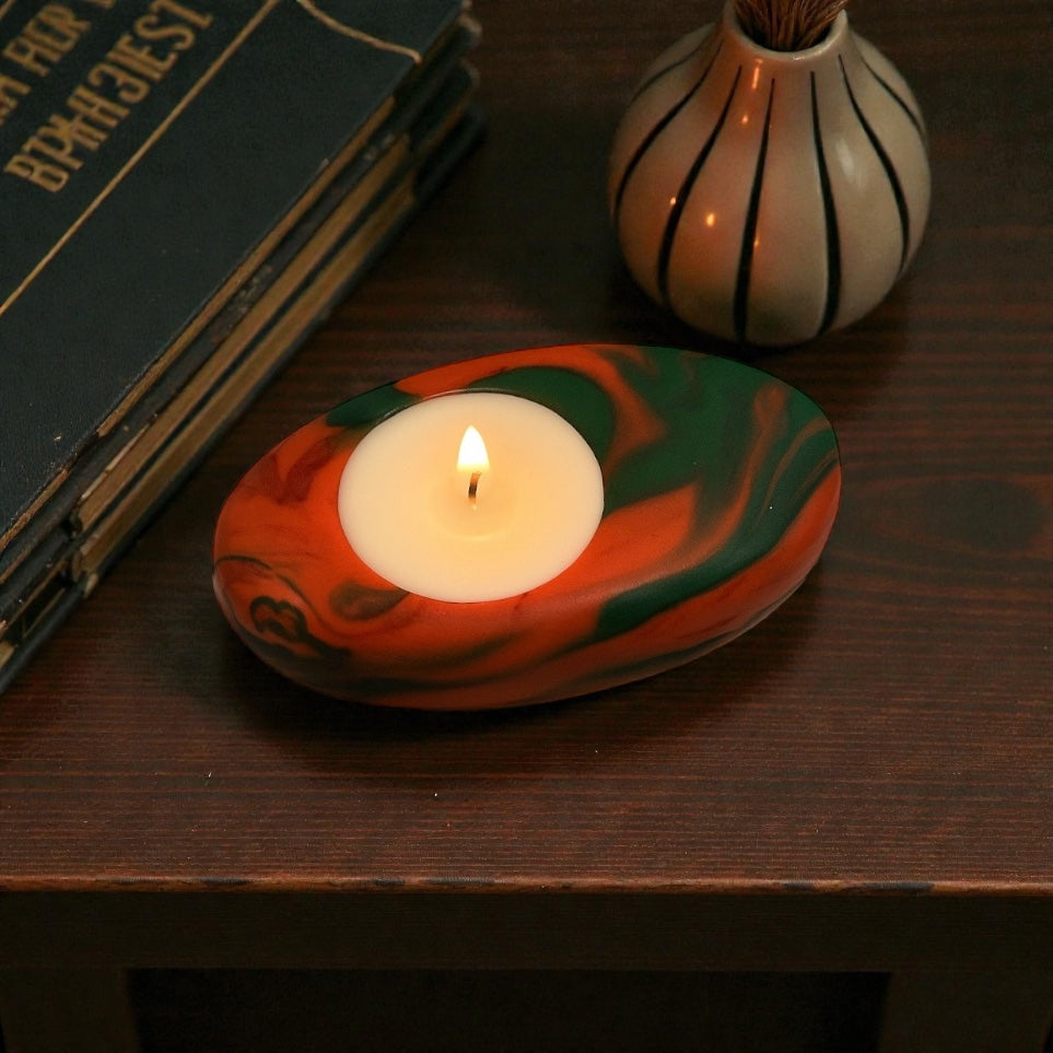 Handmade Scented Tealight Candle with Designer Resin Holder