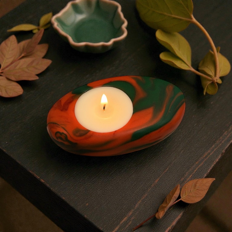 Handmade Scented Tealight Candle with Designer Resin Holder