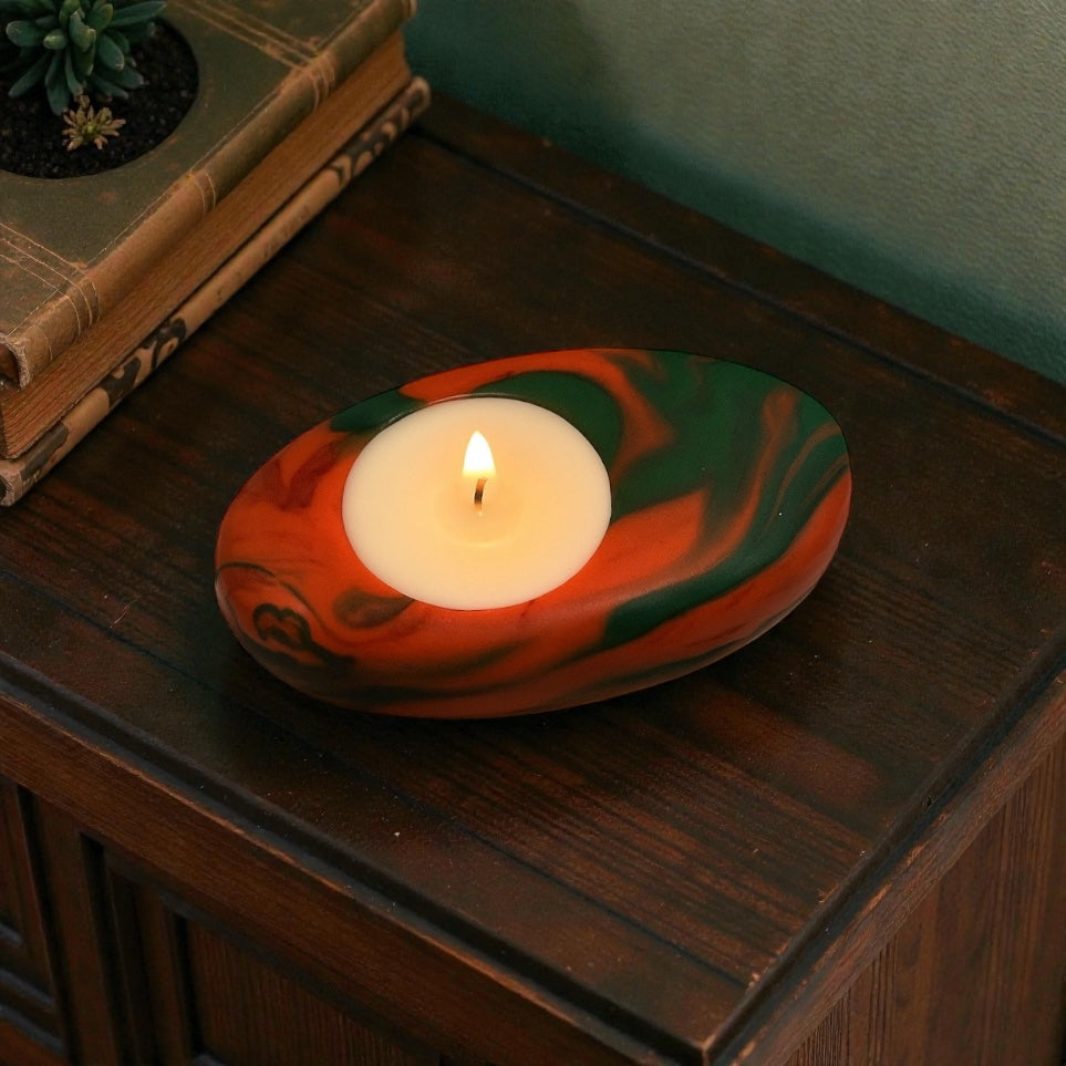 Handmade Scented Tealight Candle with Designer Resin Holder