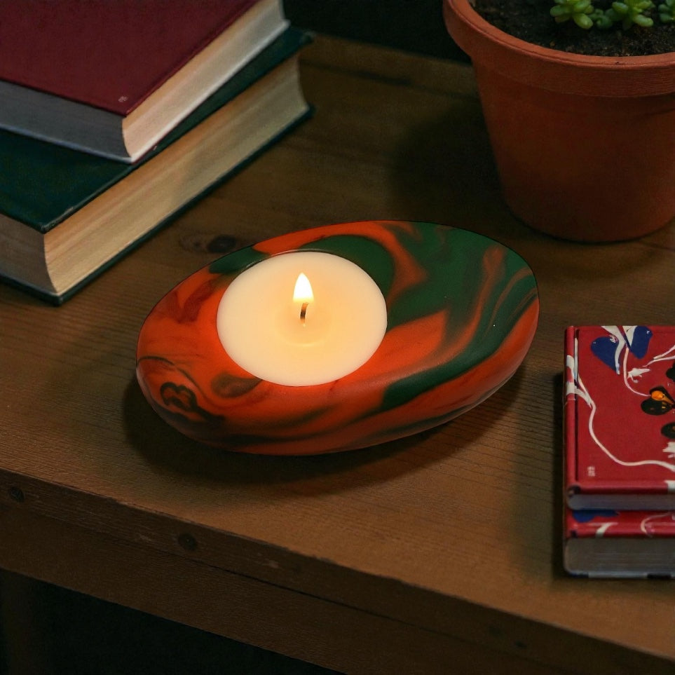 Handmade Scented Tealight Candle with Designer Resin Holder