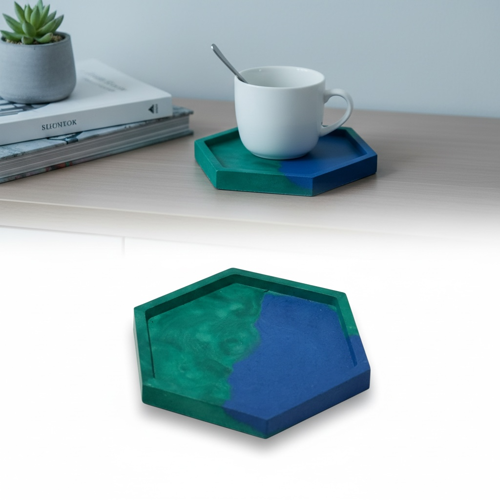 Hexagon Resin Coaster | Modern Table Accent |