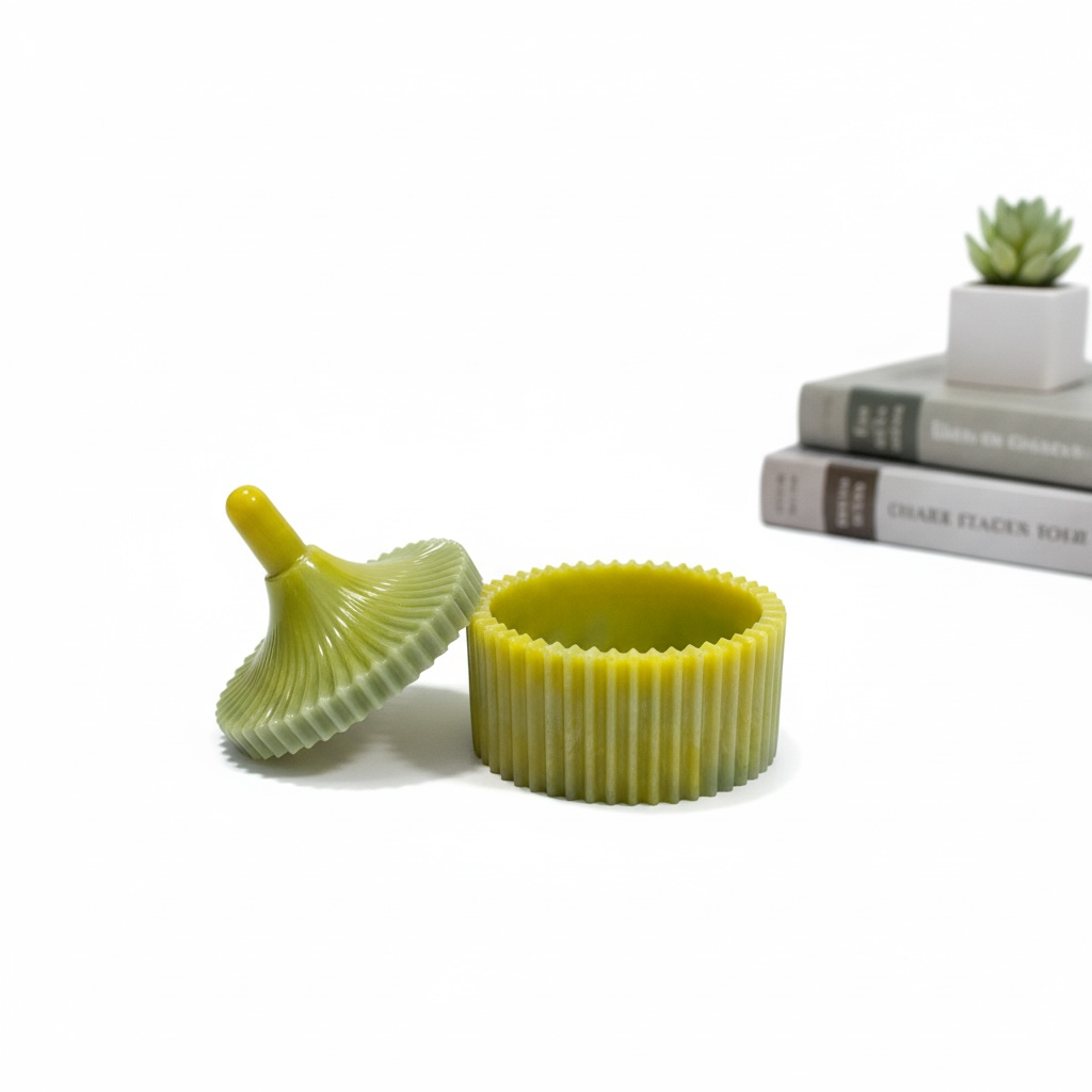 Ribbed Trinket Box with Sculpted Lid | Modern Home Decor Accent |