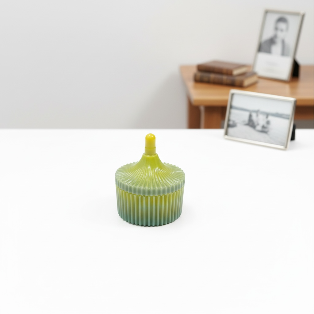Ribbed Trinket Box with Sculpted Lid | Modern Home Decor Accent |