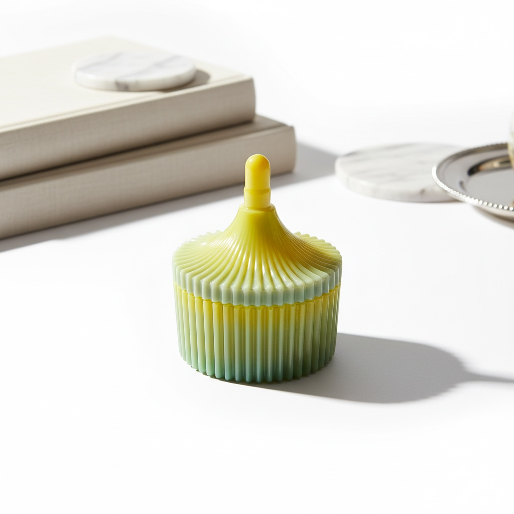 Ribbed Trinket Box with Sculpted Lid | Modern Home Decor Accent |