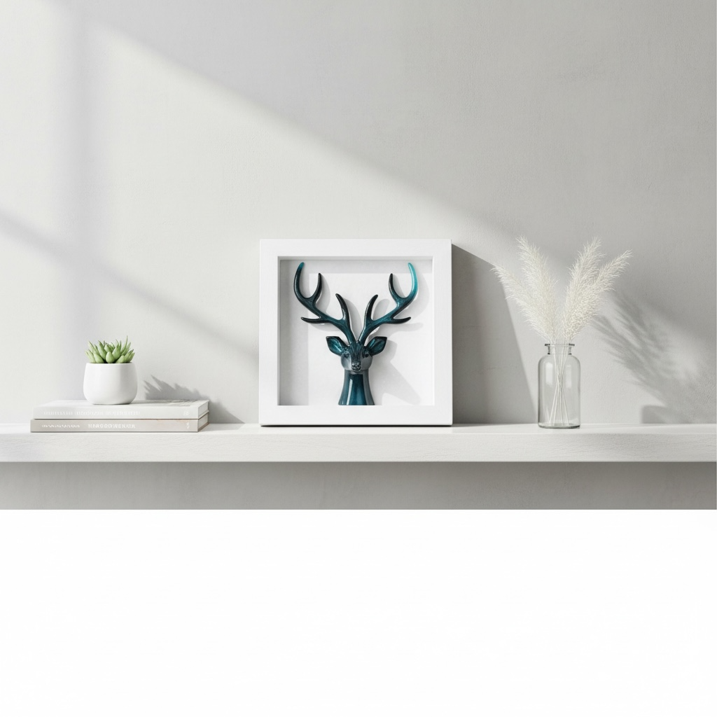Deer Head Shadow Box – 20 x 20 cm Wall Décor