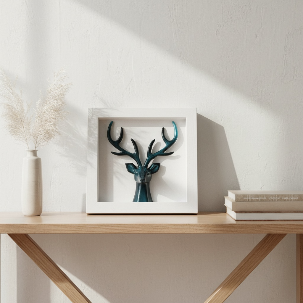Deer Head Shadow Box – 20 x 20 cm Wall Décor