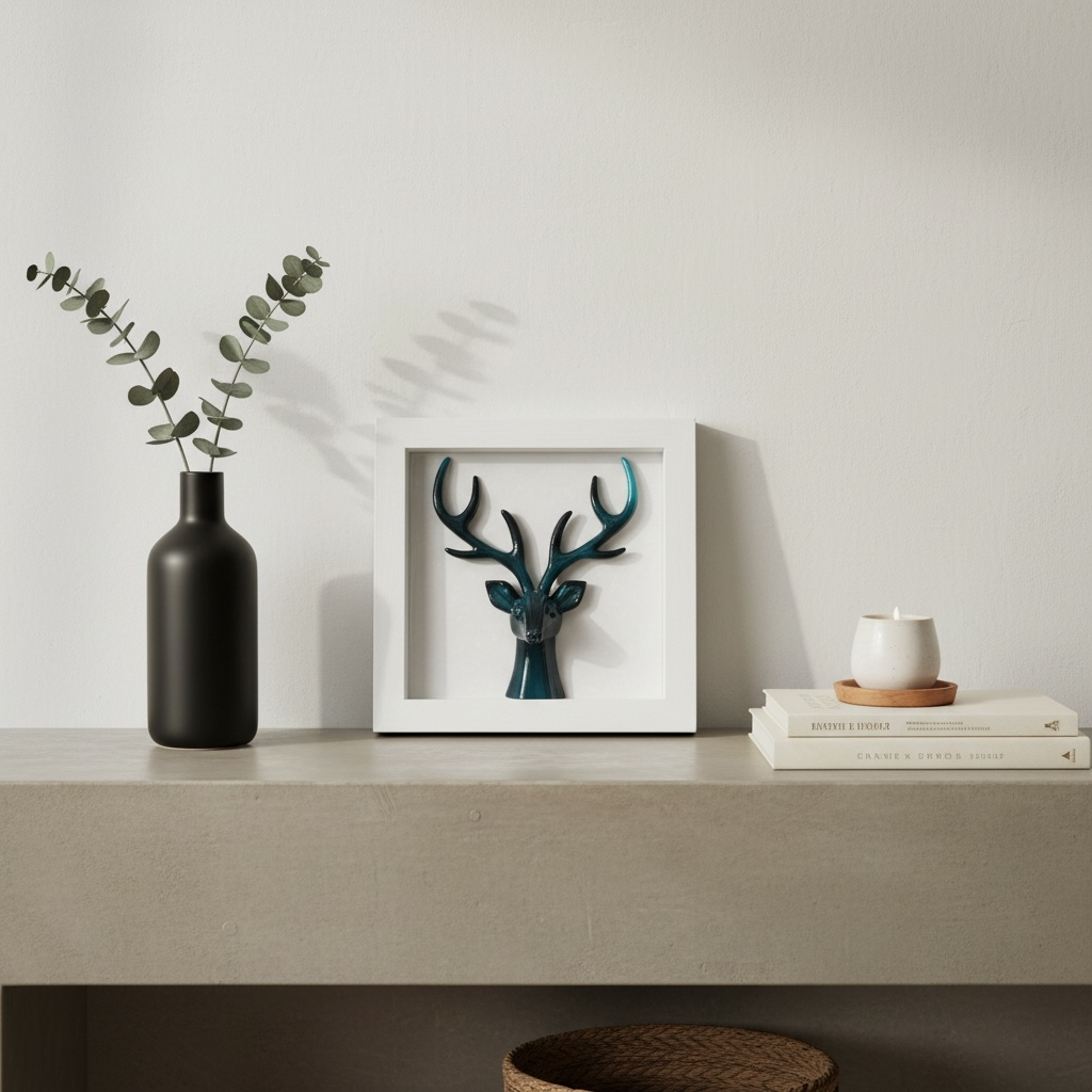 Deer Head Shadow Box – 20 x 20 cm Wall Décor