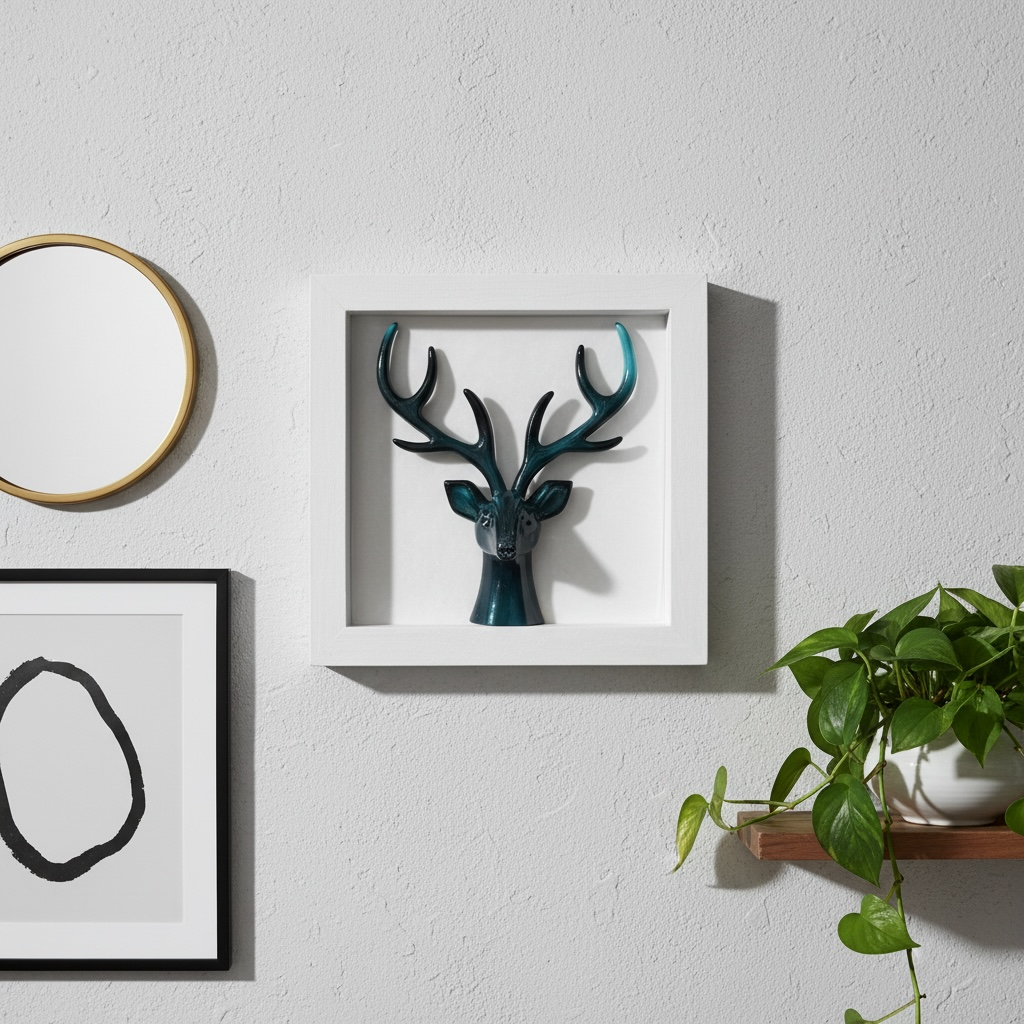 Deer Head Shadow Box – 20 x 20 cm Wall Décor