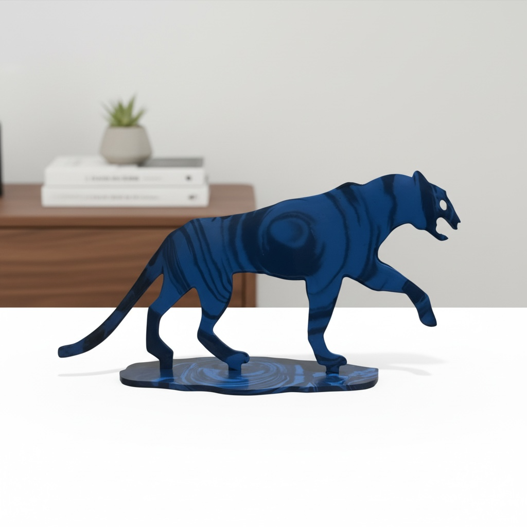 Blue Panther Resin Art | Premium Decor Piece