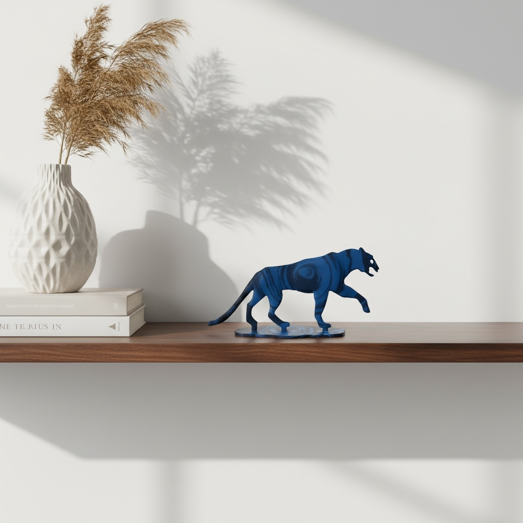 Blue Panther Resin Art | Premium Decor Piece