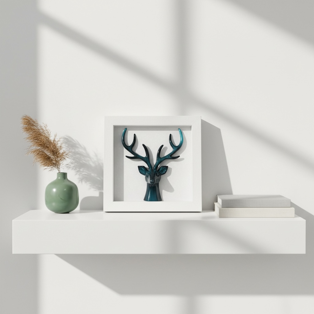 Deer Head Shadow Box – 20 x 20 cm Wall Décor