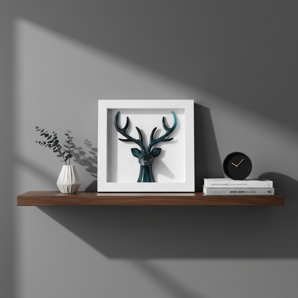 Deer Head Shadow Box – 20 x 20 cm Wall Décor