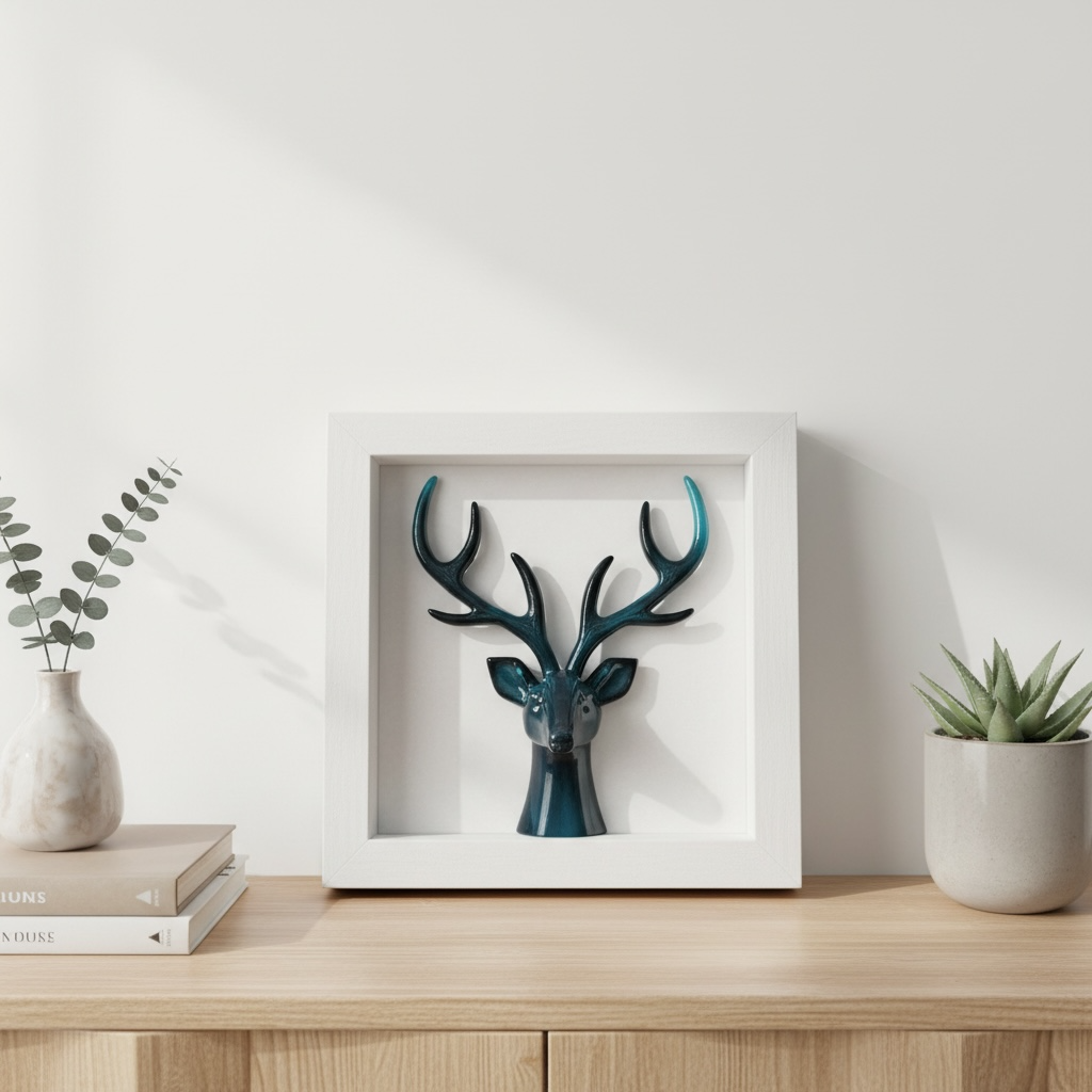 Deer Head Shadow Box – 20 x 20 cm Wall Décor