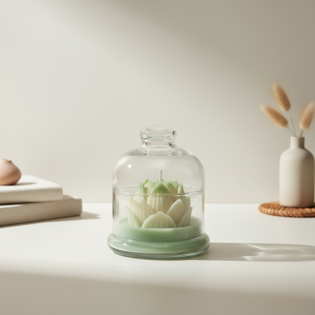 Lotus Blossom Glass Candle – Scented Decorative Light