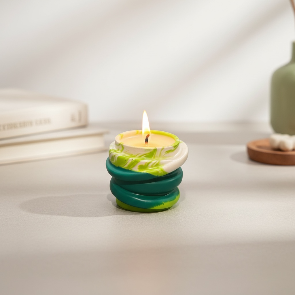 Modern Marble  Scented Candle With Handcrafted Resin Holder