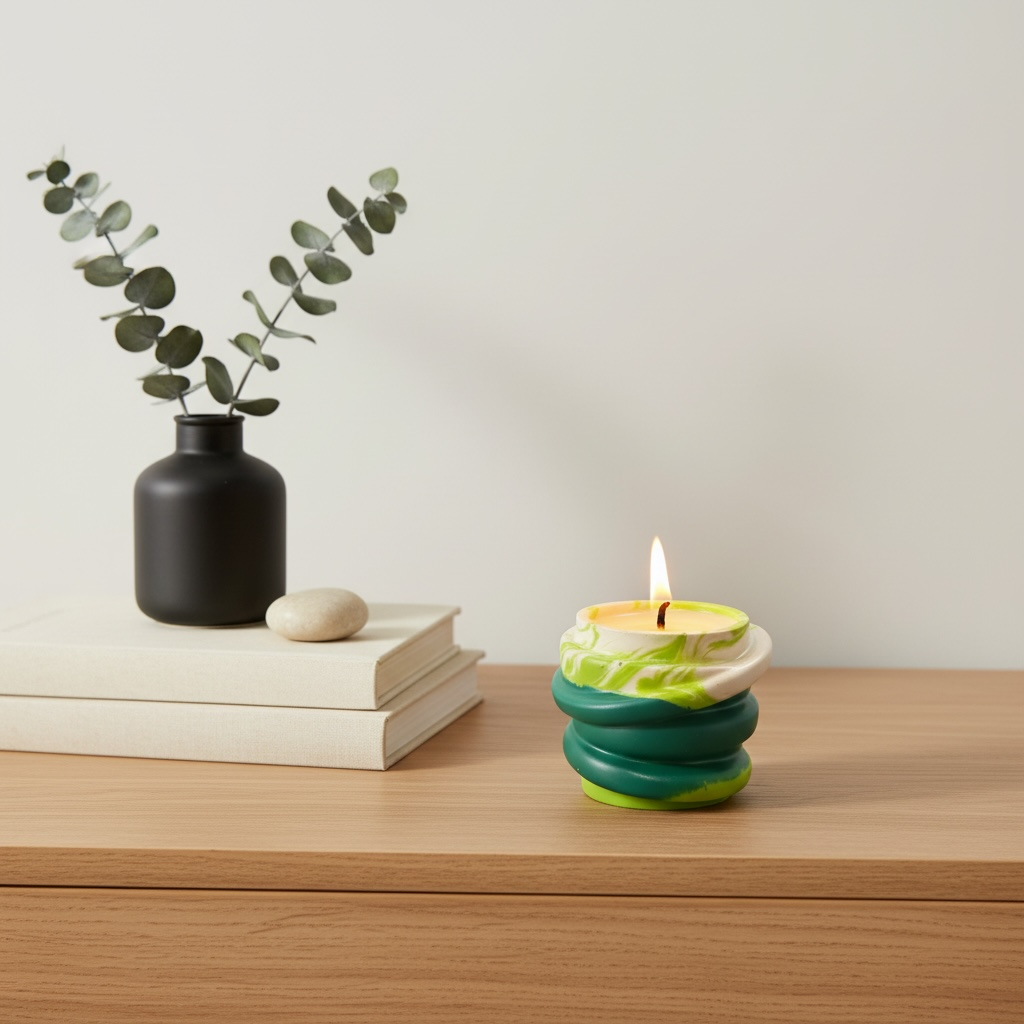 Modern Marble  Scented Candle With Handcrafted Resin Holder