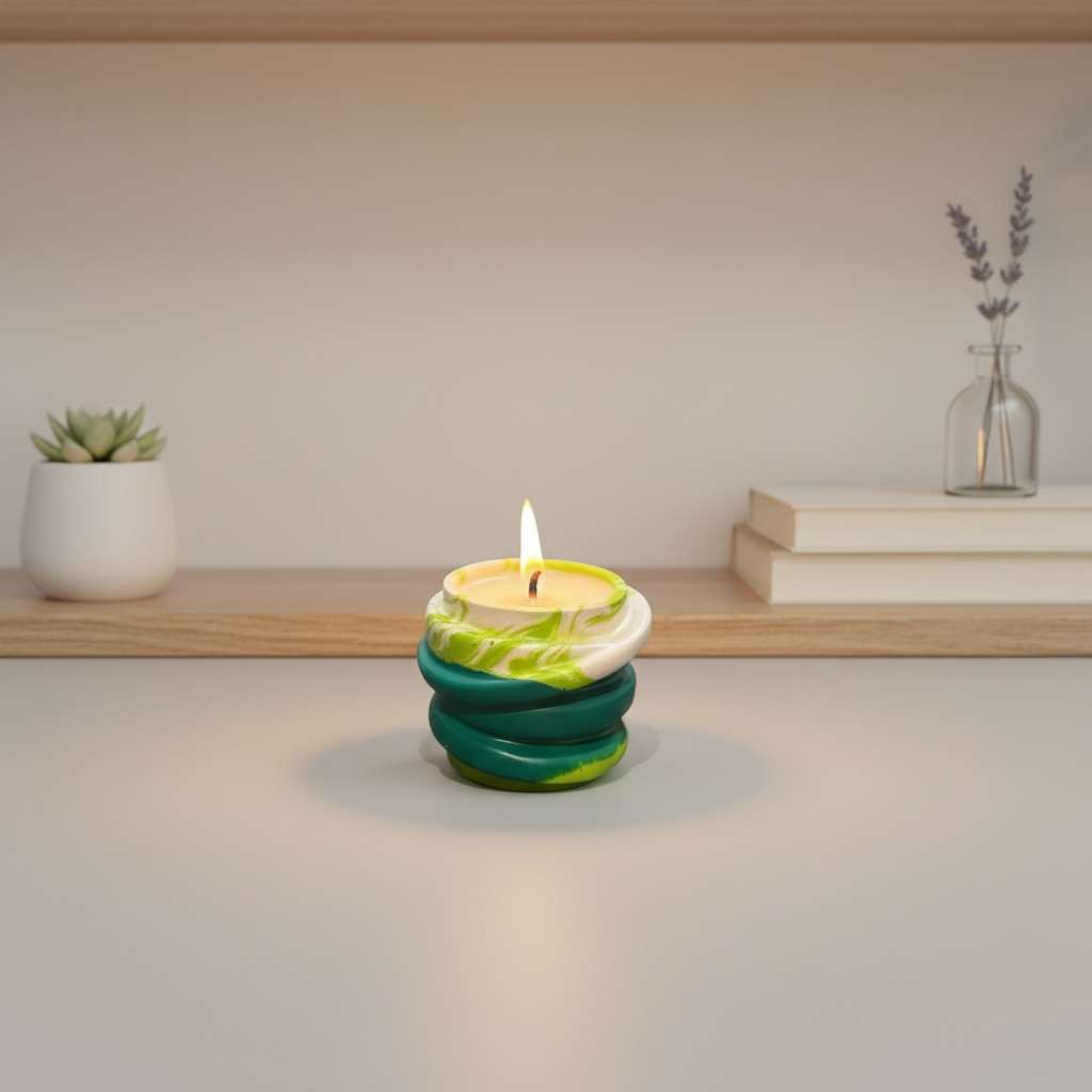Modern Marble  Scented Candle With Handcrafted Resin Holder