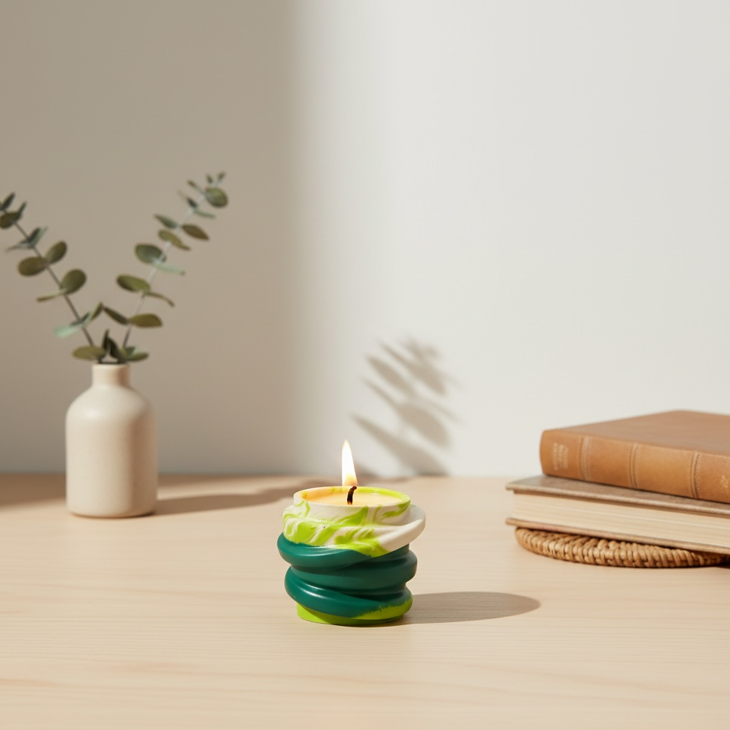 Modern Marble  Scented Candle With Handcrafted Resin Holder
