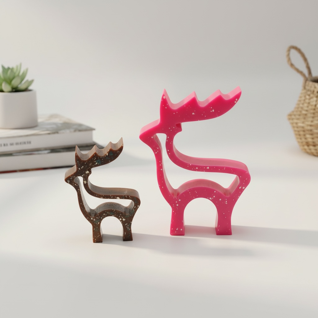 Abstract Deer-Shaped Handcrafted  Resin Decor | Kids Room & Home Accent | Set of 2