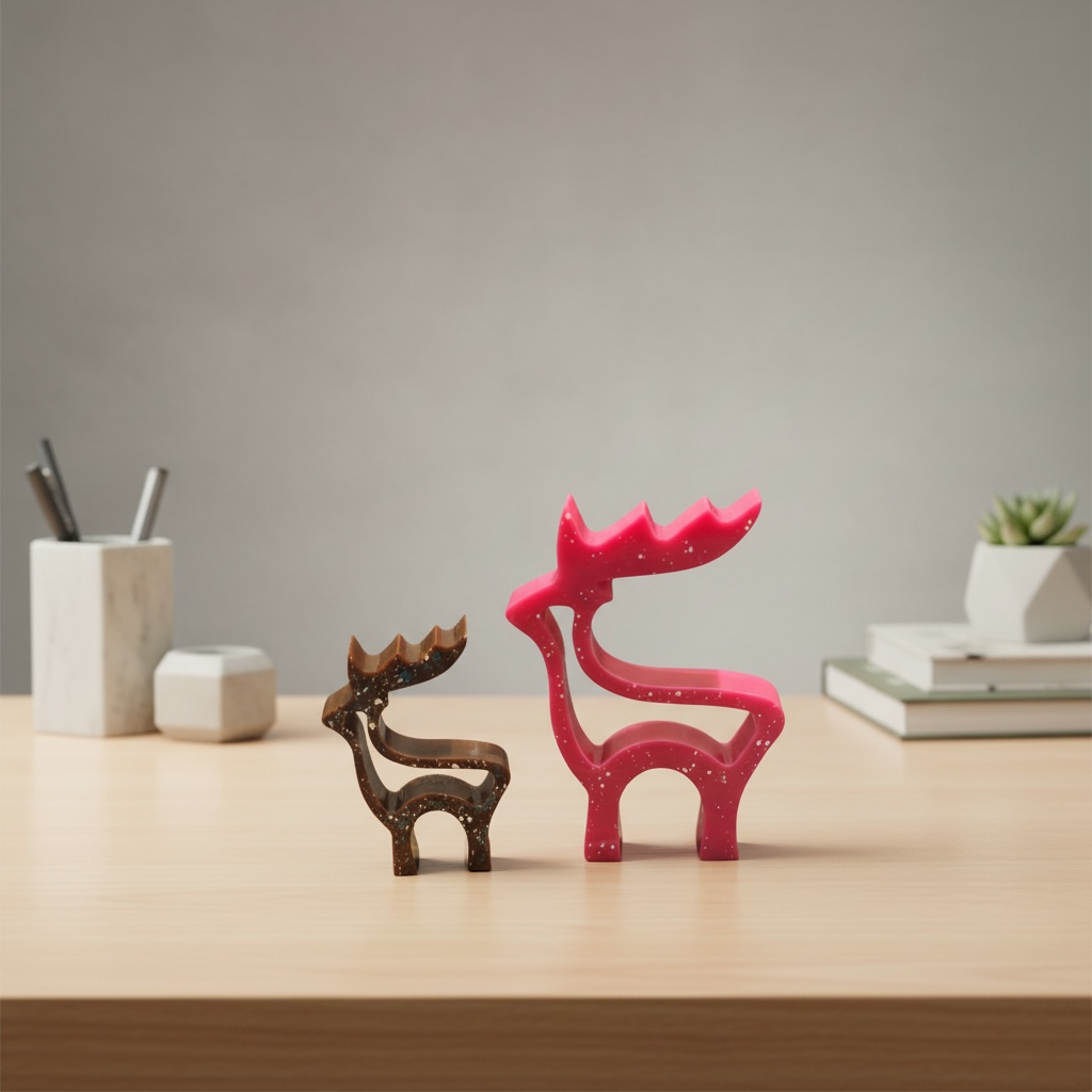 Abstract Deer-Shaped Handcrafted  Resin Decor | Kids Room & Home Accent | Set of 2
