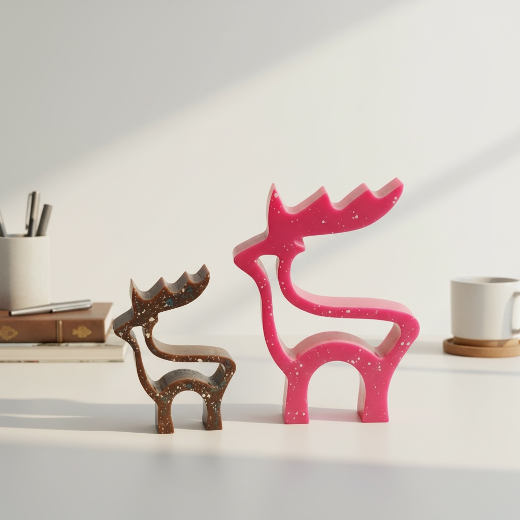 Abstract Deer-Shaped Handcrafted  Resin Decor | Kids Room & Home Accent | Set of 2