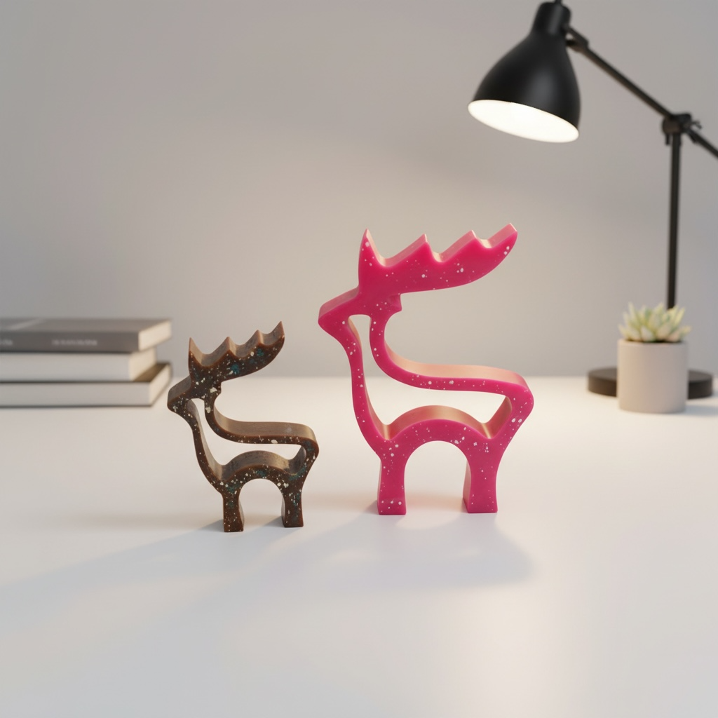 Abstract Deer-Shaped Handcrafted  Resin Decor | Kids Room & Home Accent | Set of 2