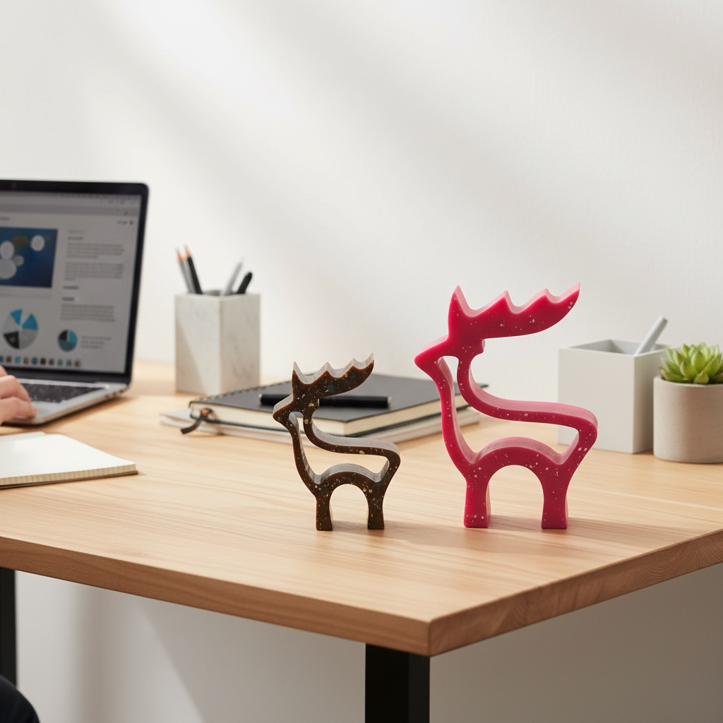 Abstract Deer-Shaped Handcrafted  Resin Decor | Kids Room & Home Accent | Set of 2