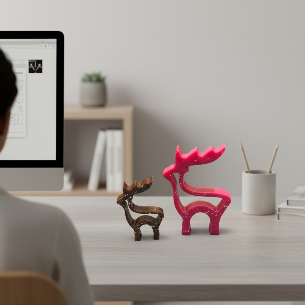 Abstract Deer-Shaped Handcrafted  Resin Decor | Kids Room & Home Accent | Set of 2