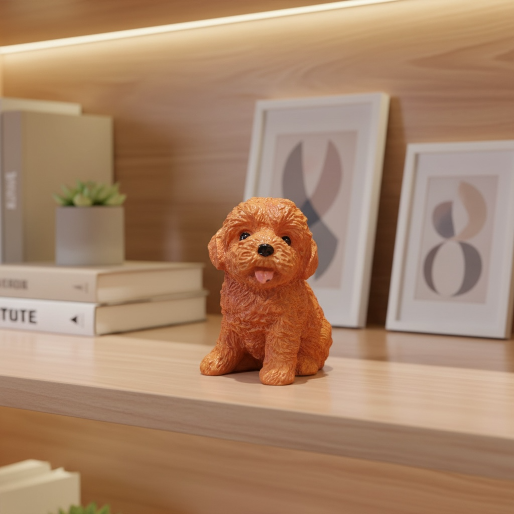 Handcrafted Cute Sitting Dog Resin Figurine | Mini Dog Showpiece for Home & Office Decor