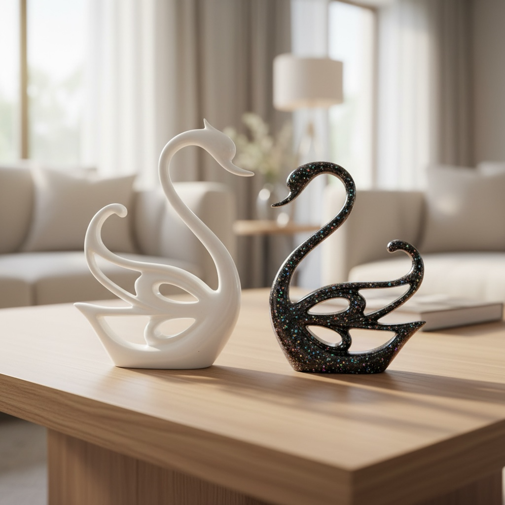 Artistic Swan Couple Decorative Figurines – Elegant Home Décor
