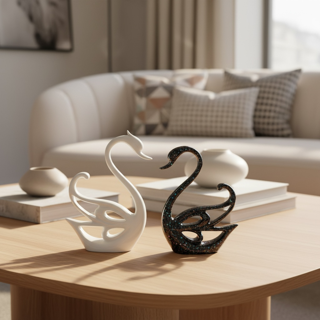 Artistic Swan Couple Decorative Figurines – Elegant Home Décor