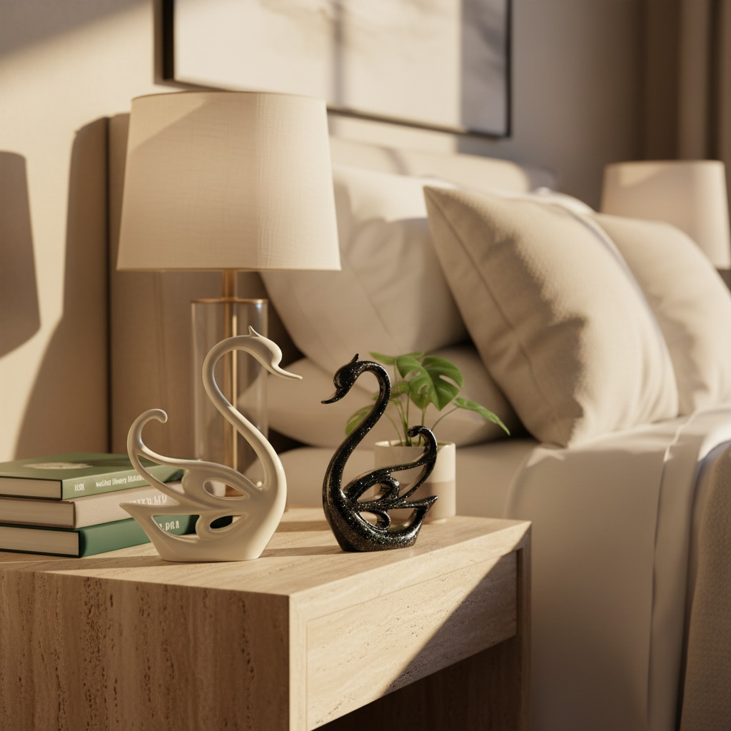 Artistic Swan Couple Decorative Figurines – Elegant Home Décor