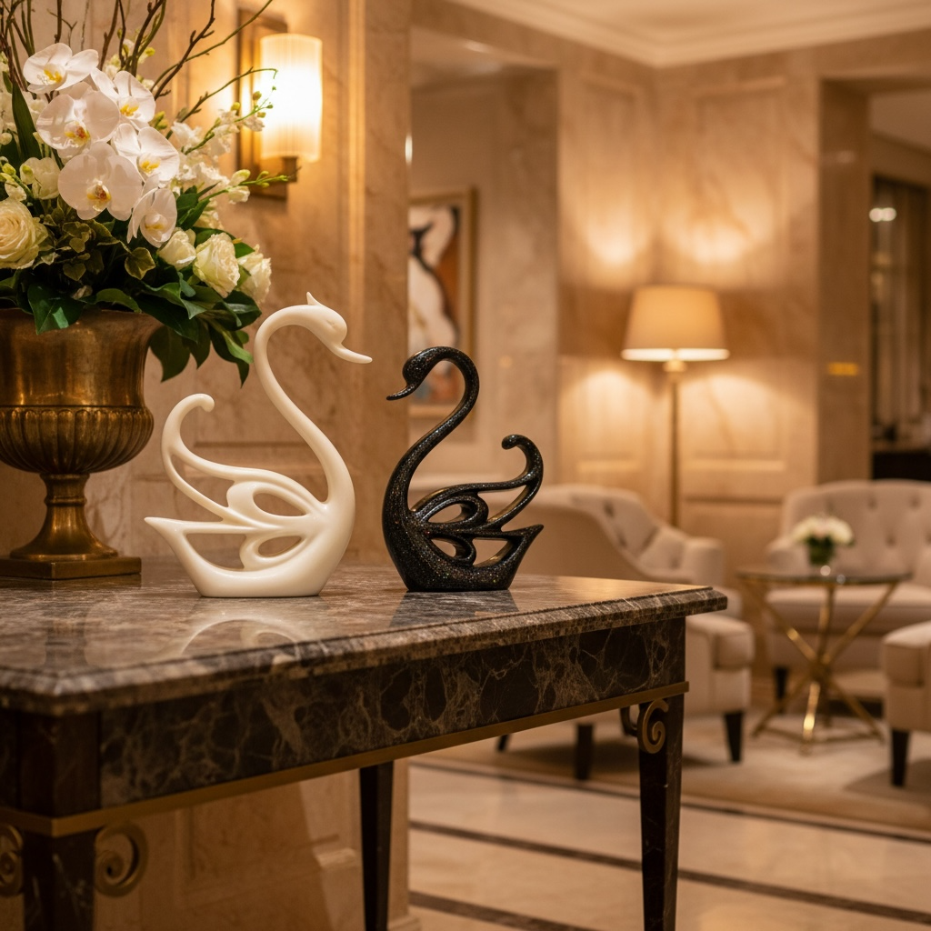 Artistic Swan Couple Decorative Figurines – Elegant Home Décor