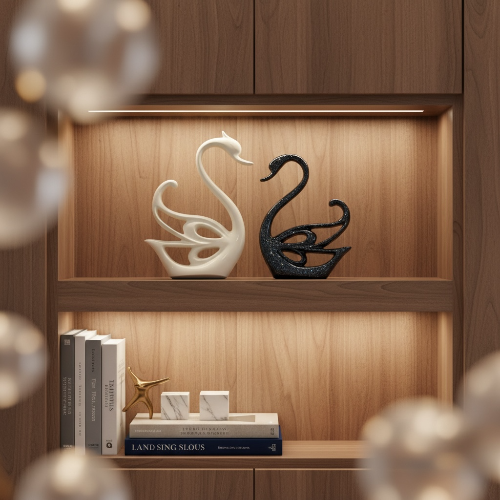 Artistic Swan Couple Decorative Figurines – Elegant Home Décor