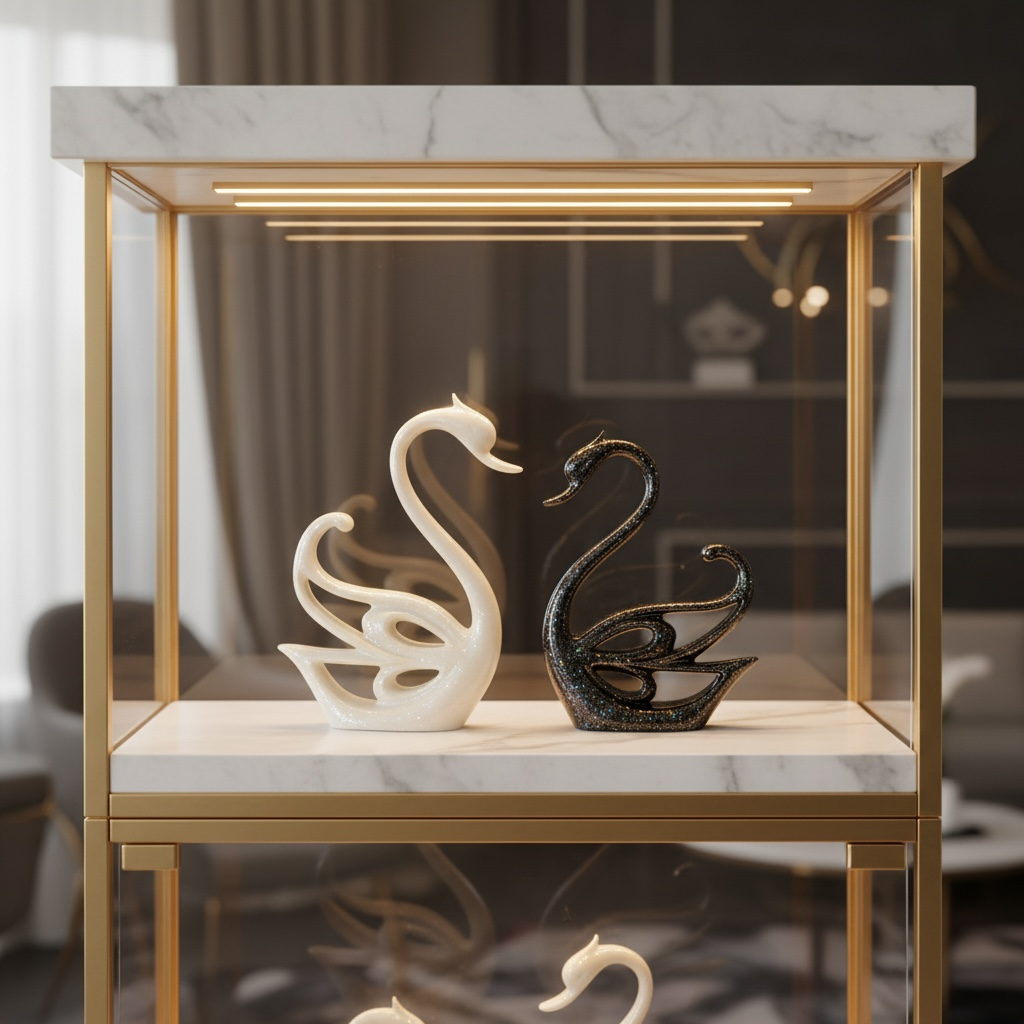 Artistic Swan Couple Decorative Figurines – Elegant Home Décor