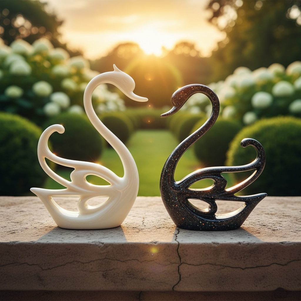 Artistic Swan Couple Decorative Figurines – Elegant Home Décor