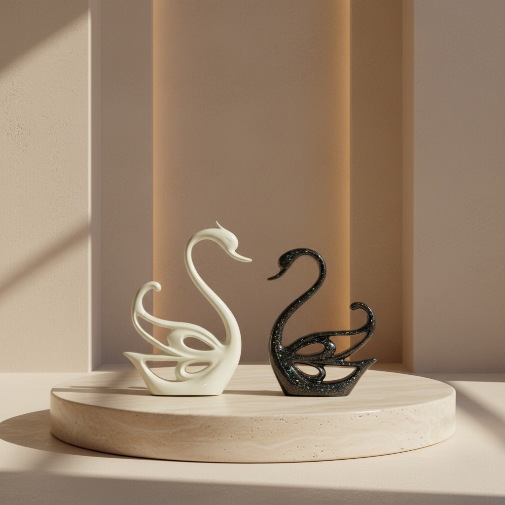 Artistic Swan Couple Decorative Figurines – Elegant Home Décor
