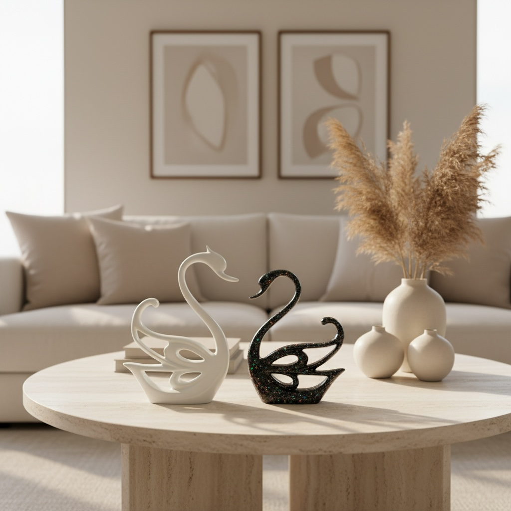 Artistic Swan Couple Decorative Figurines – Elegant Home Décor