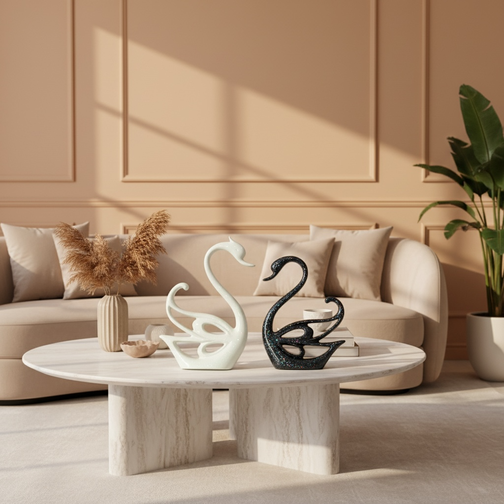 Artistic Swan Couple Decorative Figurines – Elegant Home Décor