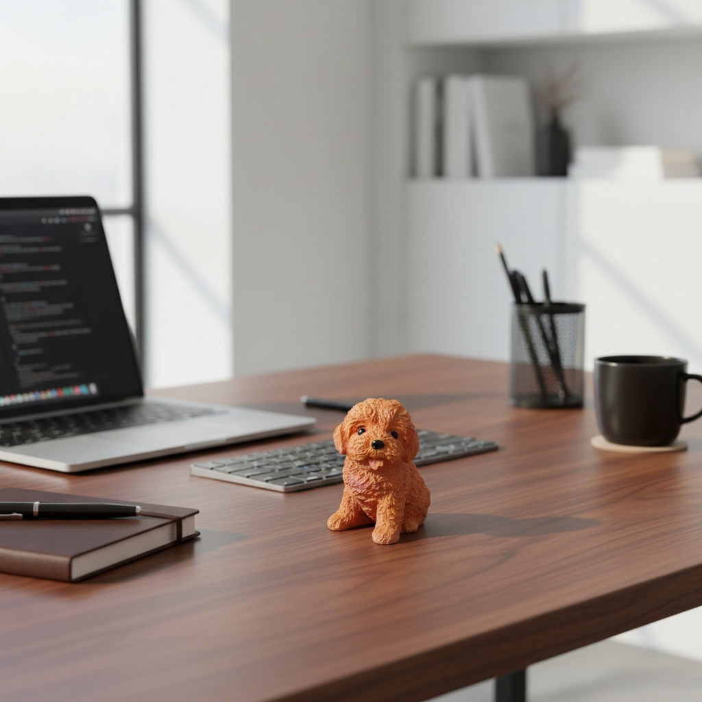 Handcrafted Cute Sitting Dog Resin Figurine | Mini Dog Showpiece for Home & Office Decor