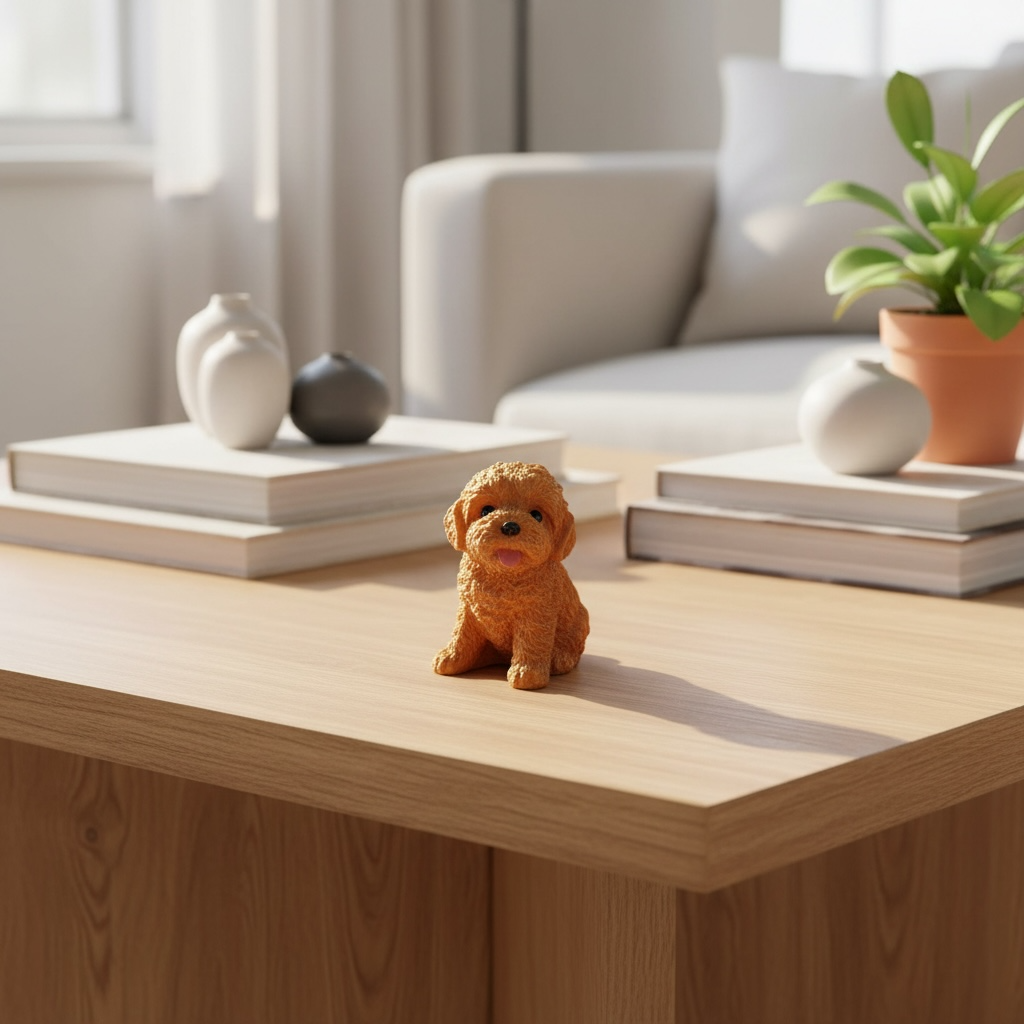 Handcrafted Cute Sitting Dog Resin Figurine | Mini Dog Showpiece for Home & Office Decor