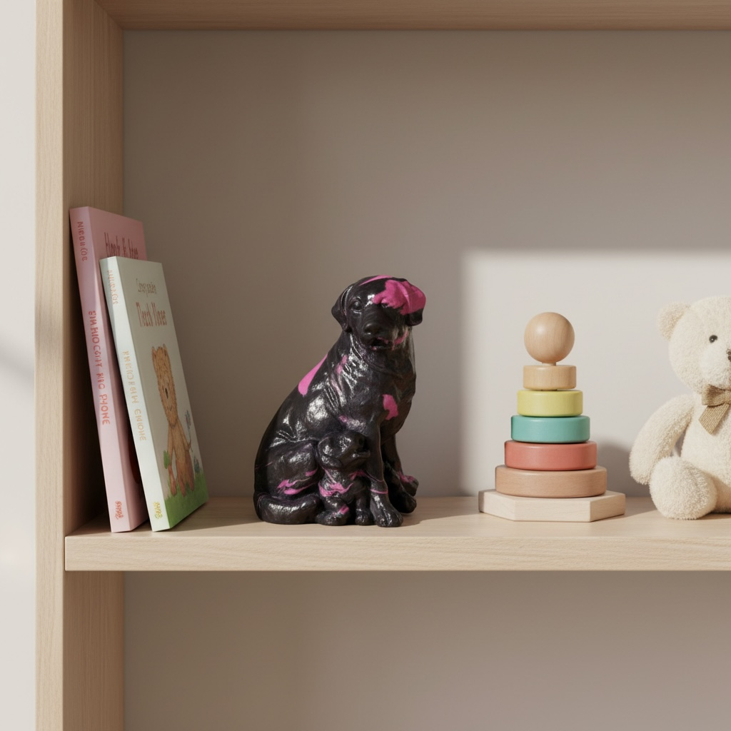 Mother & Puppy Handmade Resin Figurine