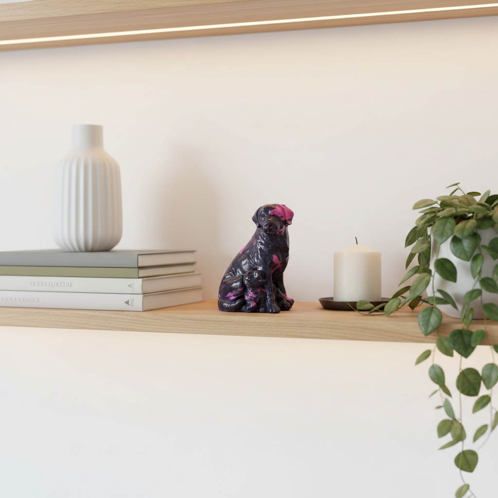 Mother & Puppy Handmade Resin Figurine