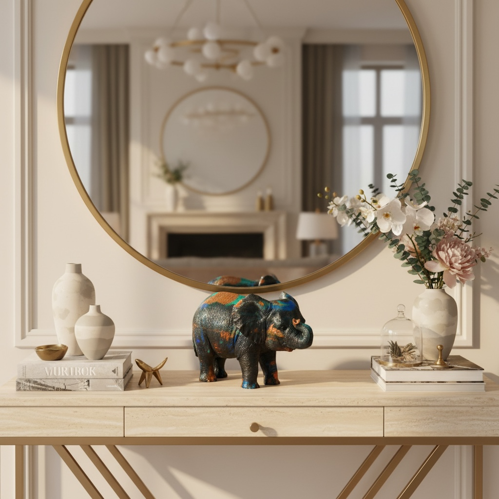 Abstract Resin Elephant Figurine – Unique Home Décor Showpiece