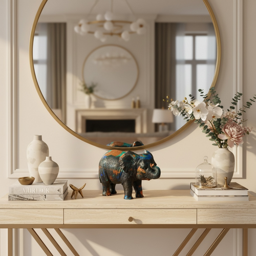 Abstract Resin Elephant Figurine – Unique Home Décor Showpiece
